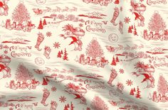 a red and white christmas themed fabric