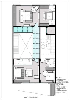 the floor plan for an apartment with two floors and one bedroom on each side,