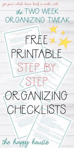 the free printable step by step organizing checklist