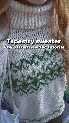 Step by step PDF written pattern + video tutorial How to crochet Tapestry Sweater In PDF you will find: - link and QR code to the video tutorial - 4 different sizes (S/M/L/XL) - 15 pages of written description "How to Crochet" Crochet Tapestry Sweater, Tapestry Sweater, Diy Crochet Sweater, Sweater Tutorial, Crochet Sweater Design, Confection Au Crochet, Crochet Jumper, Yarn Craft, Crochet Sweaters