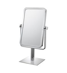 a mirror that is on top of a stand