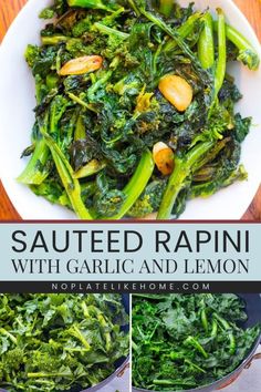 Want more Christmas side dish recipes? Try this Sauteed Rapini with Garlic and Lemon recipe! This side dish recipe is low-carb, vegetarian, Vegan, and gluten-free. Pin this easy dinner side to impress your family! How To Cook Rapini, Italian Rapini Recipe, Italian Broccoli Rabe, Rapini Recipes Side Dishes, Broccoli Rapini Recipes, Rappini Recipes Side Dishes, Broccoli Raab Recipe, Roasted Broccoli Rabe, Authentic Italian Vegetable Recipes