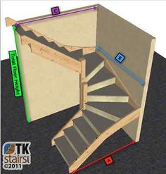 Made to measure 6 kite winder staircase kit -180 degree Staircase Diy, Winder Staircase, Attic Balcony, Winder Stairs, Staircase Kits, Loft Staircase, Diy Staircase, Attic Playroom