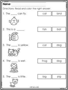 the worksheet for reading and writing with pictures on it, including an image of fish