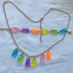 ? Length (necklace): 55cm/ 21.6 in? Length (bracelet): 22cm/ 8.6 in Gummy Bear Necklace, Rave Babe, Bold Accessories, Length Necklace, Bear Necklace, Stylish Necklace, Gummy Bear, Gummy Bears, Y2k Aesthetic