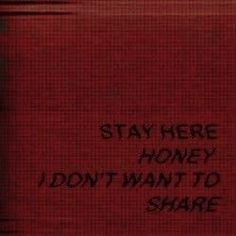 a red suitcase with the words stay here honey i don't want to share