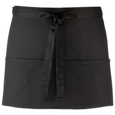 a women's black skirt with a tie around the waist and pockets on the side