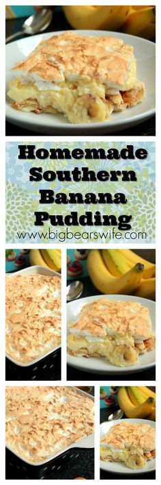 homemade southern banana pudding recipe with bananas in the background