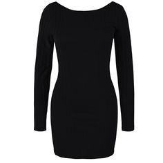 Black Hollow-out Back Knit Long Sleeve Dress Ribbed Mini Dress For Winter Evenings, Winter Evening Ribbed Mini Dress, Black Ribbed Sweater Dress For Evening, Knit Long Sleeve Dress, Dresses Bodycon, Long Sleeve Knit Dress, Out Back, Knit Long Sleeve, Bodycon Dresses