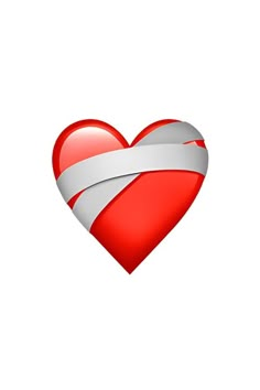 a red and white heart with a ribbon around it's center on a white background