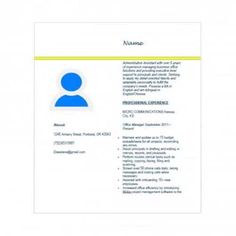 a blue and yellow resume is shown