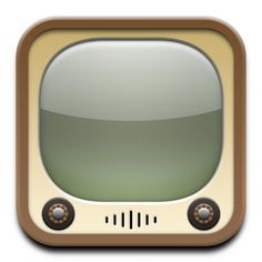 an old fashioned tv set with buttons and knobs on the front, as seen in this app icon