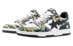 A BATHING APE SK8 12 Leather Low 'Camo' MX91008-CAMO Bathing Ape Shoes, Ape Shoes, Sk8 Sta, Bape Shoes, Future Outfit, Girl Things, Bathing Ape, A Bathing Ape, Shoes Men