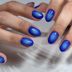 Instagram Manicure Design Ideas, Blue Chrome Nails, Aura Nails, Aurora Nails, Simple Gel Nails, Summery Nails, Vibrant Nails, Blue Nail Designs, Cute Gel Nails