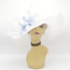 "✿*. About Shipping.*✿ All the hats will be shipped out from Rockville, MD 20854 via UPS GROUND (1-5 business days) or USPS Priority mail (2-4 business days) if their shipping fee is much the same. The overnight and other shipping service are also available. Please contact me first if you want it, I will check the price and delivery time for you. Pick up is available! If you are very urgent, please order your hats early and save money! Key Features: This hat is made of 100% high quality Sinamay White Flat Brim Hat For Kentucky Derby, White Wide Brim Boater Hat For Kentucky Derby, White Brimmed Formal Costume Hats And Headpieces, White Brimmed Formal Costume Hat, White High Crown Top Hat For Church, White High Crown Hat For Church, White High Crown Top Hat For Races, White High Crown Costume Hat For Church, White High Crown Costume Hat For Races