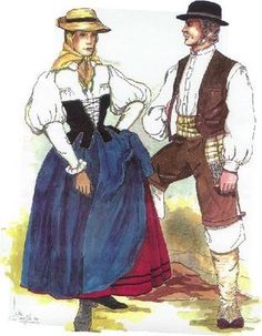 two people dressed in historical clothing one is holding the other's hand while the other looks on