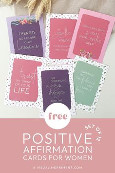 free positive affirmation cards for women with the text, free printables