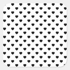 black and white heart pattern square sticker on a white background with the shape of hearts