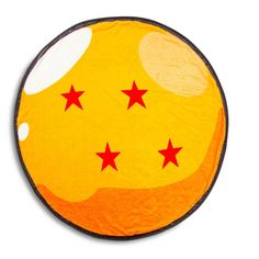 a yellow and red ball with stars on the bottom is shown in front of a white background