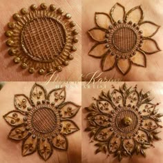 hendi designs for hands and feet are shown in three different styles, including the sunflower