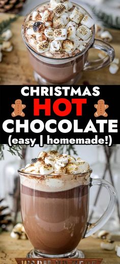 Easy Homemade Christmas Hot Chocolate | Easy Recipes Old Fashioned Hot Chocolate, Homemade Hot Chocolate Recipe, Dark Hot Chocolate, Hot Chocolate With Marshmallows, Chocolate With Marshmallows