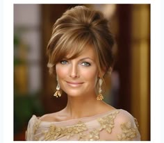 Mother Of Bride Hair Updo, Bride Hairstyle With Bangs, Mother Of The Bride Hair Down Long, Mother Of The Bride Hair With Bangs, Low Bun Front View, Mother Hairstyles For Wedding, Wedding Hairstyles For Mother Of Bride, Mother Of The Groom Hairstyles Medium