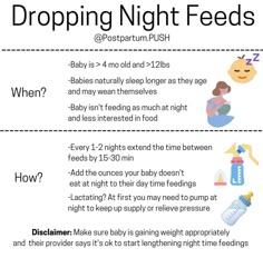 an info sheet with instructions on how to use the baby's night feeding system