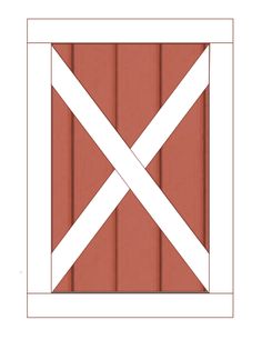 an image of a red and white barn door with two diagonal stripes on the side