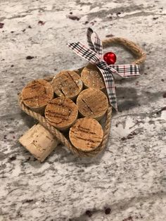 some wine corks are sitting on the table