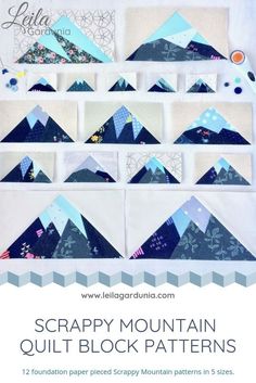 the scrappy mountain quilt block pattern is shown