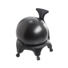 an exercise ball sits on top of a stand