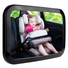 BABY CAR MIRROR Are you stressing out when driving with little one in the backseat? Can't see what mischief they are getting into or if they are ok? Tired of juggling both driving and monitoring your baby? Here is a simple solution. Our baby mirror helps you keep an eye on your precious cargo in the backseat with a crystal clear head to toe view for rear facing car seats. Here is why the BABY CAR MIRROR is for you. ALLOWS YOU TO DRIVE WITH PEACE OF MIND: Simply look at your car's rear view mirro Baby Car Seat Mirror, Rear Facing Car Seat, Mirror Clips, Baby Car Mirror, Baby Mirror, Convex Mirror, Car Seat Accessories, Car Gadgets, Large Mirror