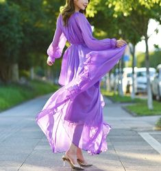 SPECIFICATIONSStyle: CasualMaterial: polyesterItem Type: DressesFabric Type: ChiffonDecoration: Sashes Purple Chiffon Dress For Party, Long Sleeve Chiffon Dress For Casual Occasions, Long Sleeve Chiffon Dress For Casual Wear, Spring Flowy Chiffon Dress, Spring Beach Chiffon Dress In Georgette, Flowy Chiffon Spring Dress, Sheer Long Sleeve Chiffon Dress For Summer, Sheer Long Sleeve Chiffon Summer Dress, Feminine Long Sleeve Chiffon Dress