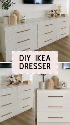 Looking for affordable home decor ideas? This Ikea Malm dresser makeover makes it look WAY more expensive that modern than before!! We used this Ikea dresser hack in our modern bedroom design and I love how it turned out! Read this post to see exactly how we transformed this Ikea dresser & all of the pieces we used! Malm 4 Drawer Dresser Hack, Koppang Dresser Hack, Ikea Malm Bedroom Ideas, Malm Dresser Makeover, Malm Drawers Hack, Diy Ikea Dresser, Ikea Malm Drawers