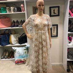 Taylor & Sage Nwt! White Lace Embroidered Mesh Swim Dress Size L Measures Approximately: Armpit 19 Inch Length 45 Inch Sage Dresses, White Cover Up, Basic Black Dress, Sage Dress, Boho Lace, Swim Dress, Swimsuit Cover, White Lace, Womens Swim