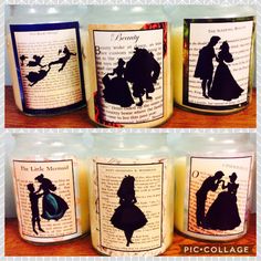 three jars with silhouettes of people on them