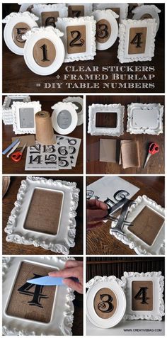 a collage of photos showing the steps to make a diy home decor project