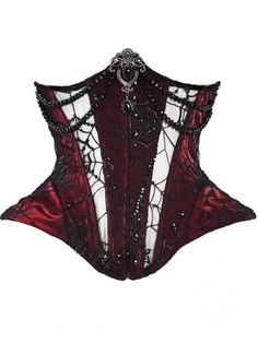 Gothic Spider Web Sequins Wine Red Vampire Boned Corset Red Vampire, Velvet Outfit, Gothic Spider, Skirt Corset, Goth Corset, Boned Corsets, Victorian Goth, Velvet Clothes, Gothic Outfits