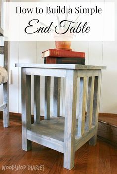 an end table with books on top and the words how to build a simple end table