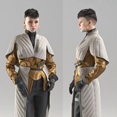 two images of a woman in star wars garb, one with her hands on her hips