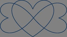 two hearts are intertwined in the shape of an x, and one is connected to each other