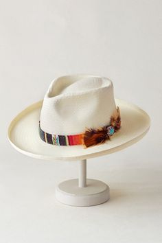 Business Travel Bag, Woven Hat, Straw Fedora Hat, Straw Fedora, Wide Brim Fedora, Design Objects, Sheepskin Slippers, Western Hats, Colorful Feathers