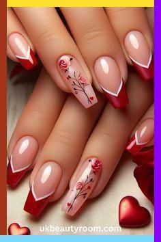 Celebrate love with stunning heart-themed nail art! Perfect for Valentine's Day or any occasion, this design combines creativity and elegance. From intricate patterns to simple heart shapes, your nails will express your affection in style. Get inspired and show off your unique personality with these charming creations! 

#NailArt #HeartNails #ValentinesNailArt #NailDesign #NailInspo #CuteNails #NailTrends #NailLove #NailArtCommunity #NailAddict White Nails With Red Design, Nails With Flowers, January Nail, Rings Brand, Unghie Sfumate, Latest Nail Designs, Nails Yellow, Trending Nails, Valentine Nail Art