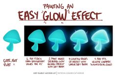 the instructions for painting an easy glow effect