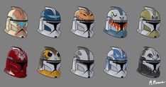 star wars helmets with different colors and designs