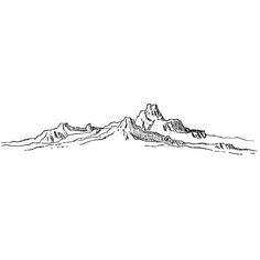 a black and white drawing of mountains