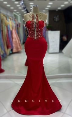 L2417 - Sexy Glitter Satin Trumpet One Shoulder Empire Beaded Ruched P Strapless Rhinestone Prom Evening Dress, Rhinestone Gown For Homecoming During Prom Season, Floor-length Rhinestone Evening Dress For Homecoming, Rhinestone Gown For Prom Season, Gala Rhinestone Evening Dress For Prom, Rhinestone Evening Dress For Prom, Red Prom Dress Elegant, Hot Prom Dress, Stylish Prom Dress