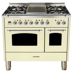 a white stove top oven with two burners