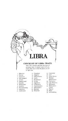 the libra checklist is shown in black and white