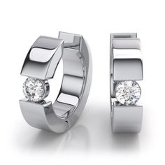 1.20 Carats Round Diamond Earring 14K White Gold Hoops | HarryChadEnt.com Earrings Bvlgari, Awesome Earrings, Diamond Jewlery, Men's Earrings, White Gold Hoop Earrings, Round Diamond Earrings, Diamond Huggie Earrings, Diamond Earrings Studs Round, Diamond Huggies